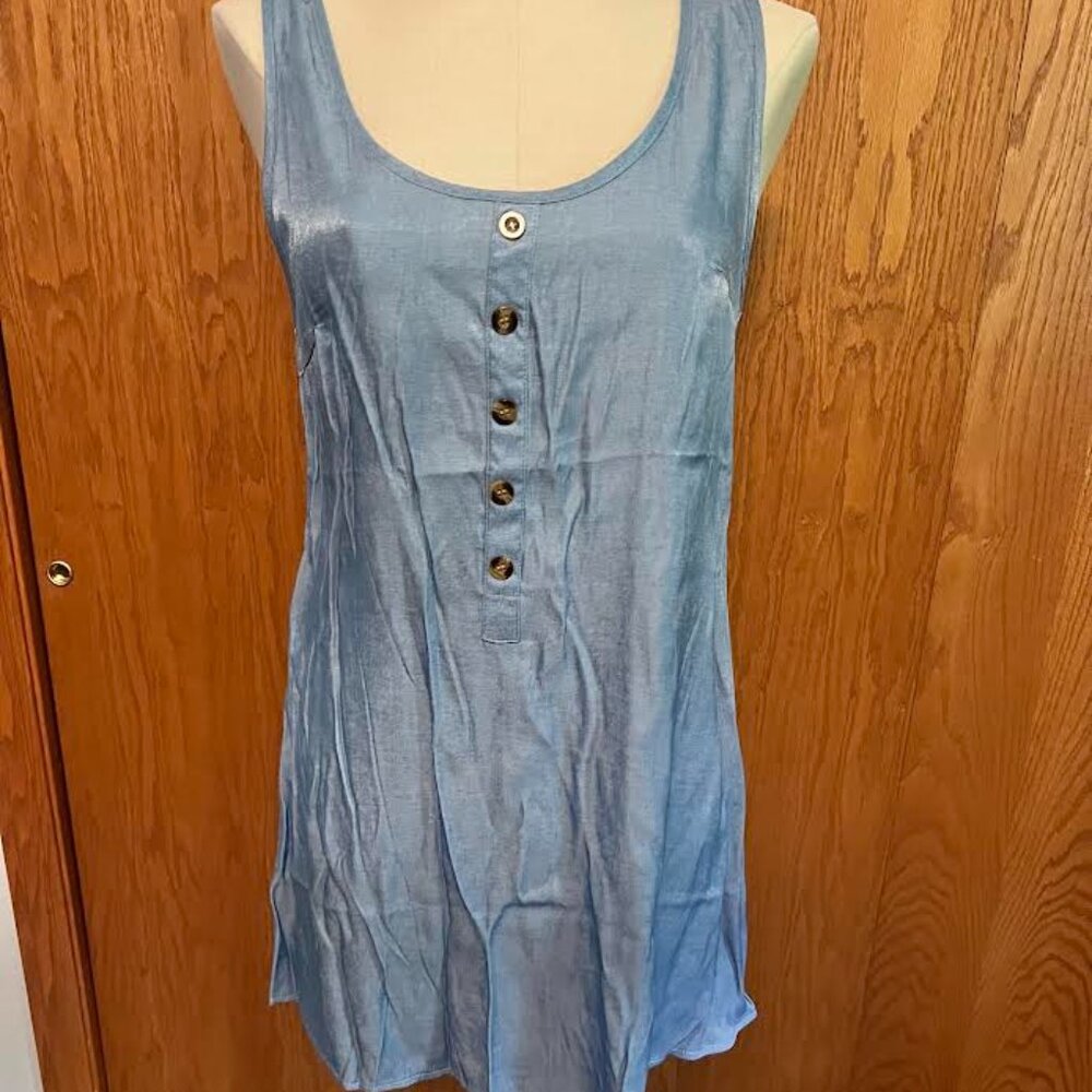 Shein Sleeveless Summer Dress - Light Blue Shimmer Fabric / Size: M